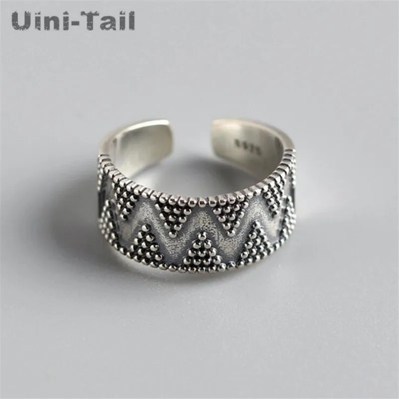 Uini-Tail new design hot-selling 925 Tibetan silver simple creative dot geometric open ring personality trend high quality ring