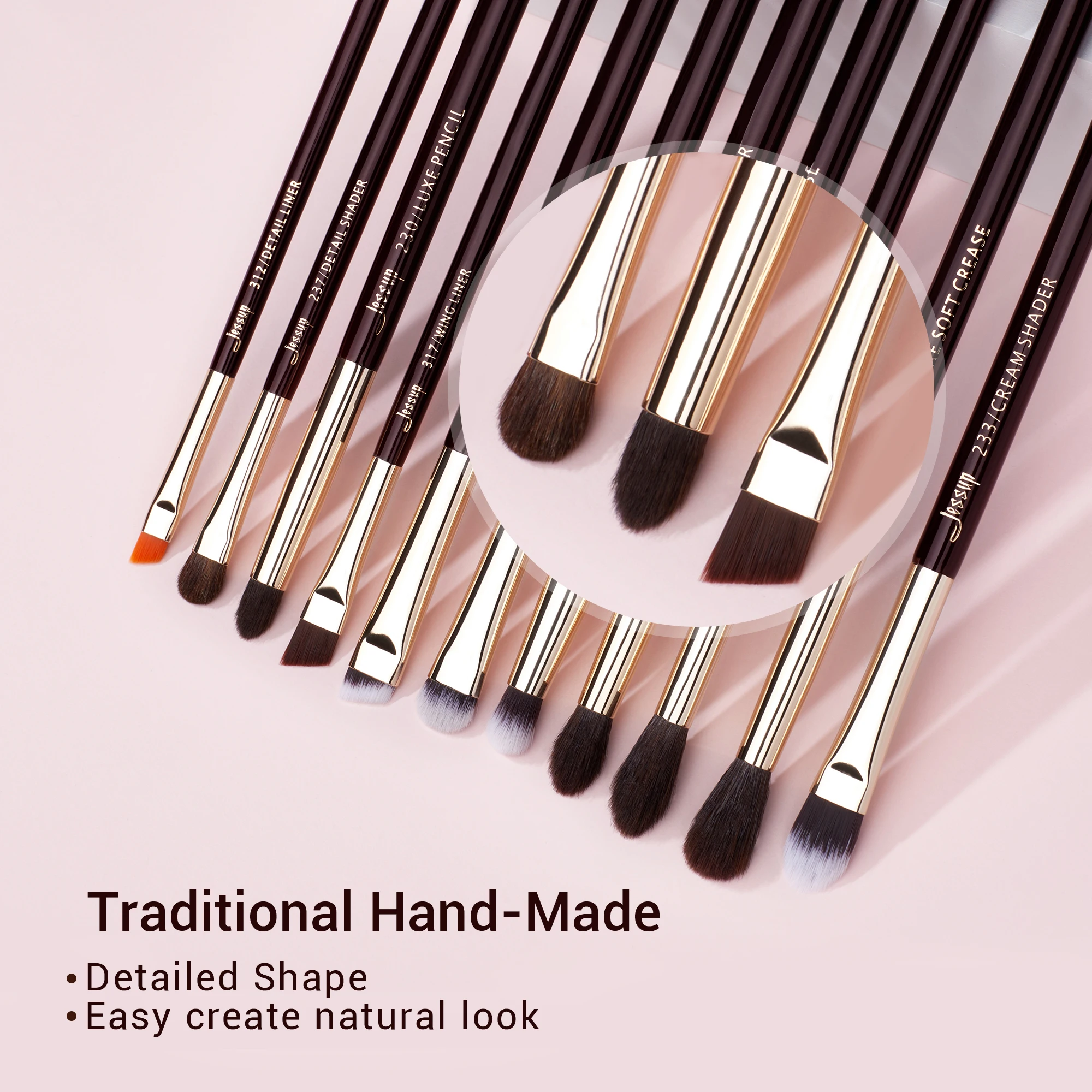 Jessup Makeup Brushes Set 15pcs Eye Make up Brush Eyeshadow Liner Eyebrow Blending Concealer Zinfandel/Golden Synthetic Hair