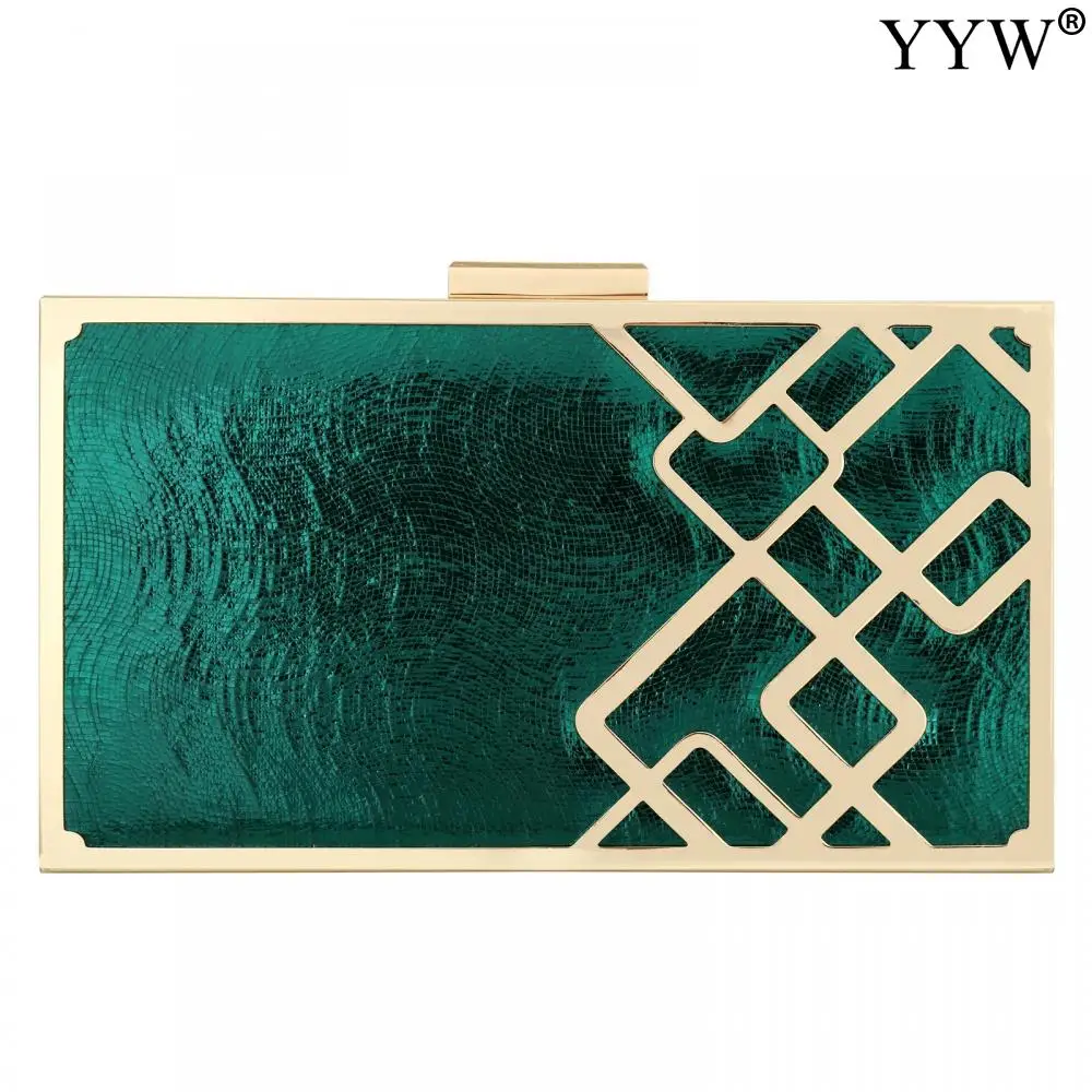 Flannelette Women Clutch Bag Evening Purse Day Clutches Elegant With Chain Rectangle Green Design For Ladies Wedding Party Purse