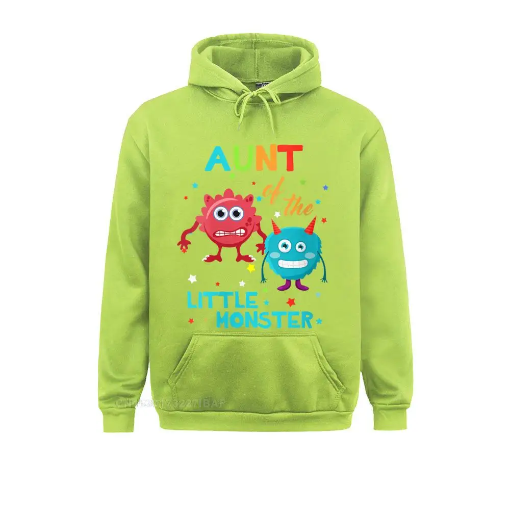 Womens Auntie Of The Little Monster Birthday Family Monster O-Neck Hoodie Holiday Hoodies Summer Hip Hop Hoods Women Sweatshirts