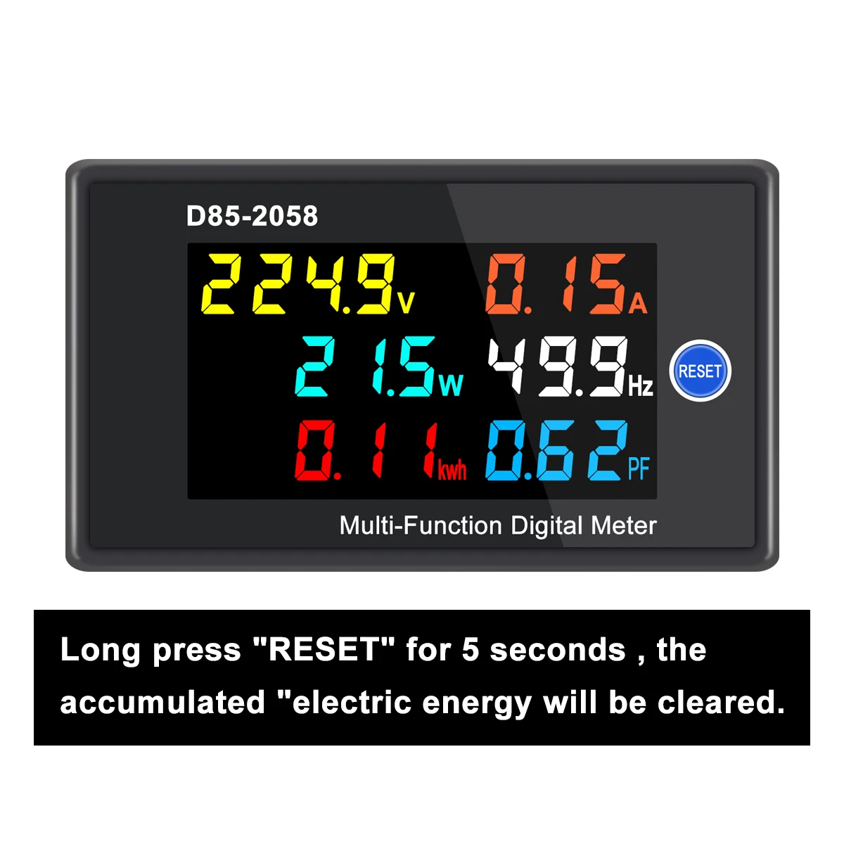 6 In 1 Voltmeter Ammeter Digital LCD Meter Voltage Current Active Power Factor Frequency Energy AC 40-300V 200-450V 100A