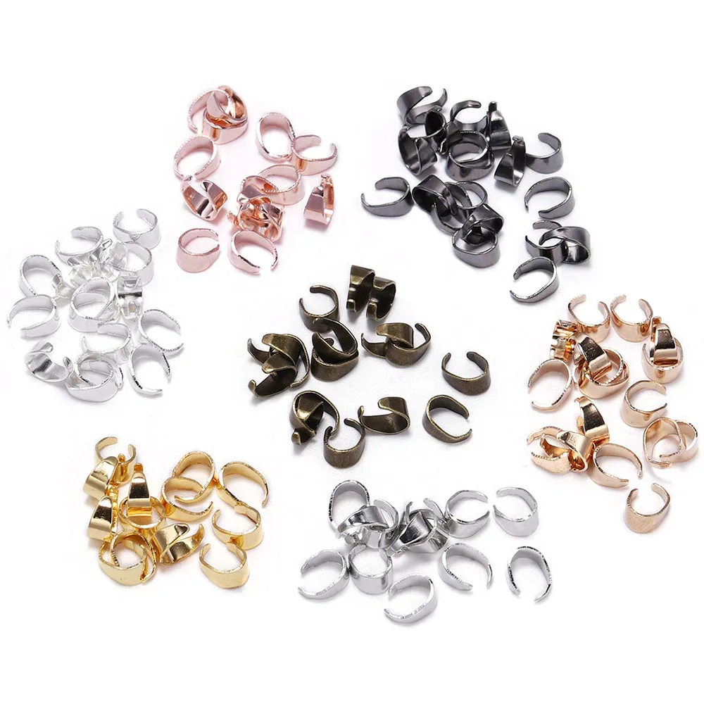 

50-100pcs/lotPendant Clips Pinch Bail Clasps Buckle Charm Necklace Hook Connector For DIY Jewelry Making Cameo Tray Finding