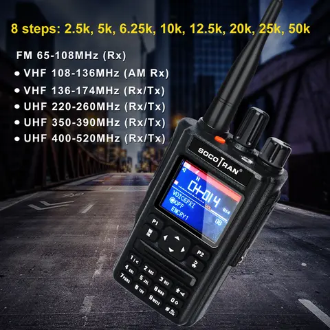 Socotran 6 Bands With GPS Bluetooth  Air Band UV 220-260MHz 350-390MHz 136-174MHz 400-520MHz Scrambler FM VOX DTMF Walkie Talkie