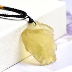 1 Piece Natural Citrine Crystal Raw Necklace Quartz ReikiPendant Stone Healing Crystal Men And Women DIY Mineral Jewelry