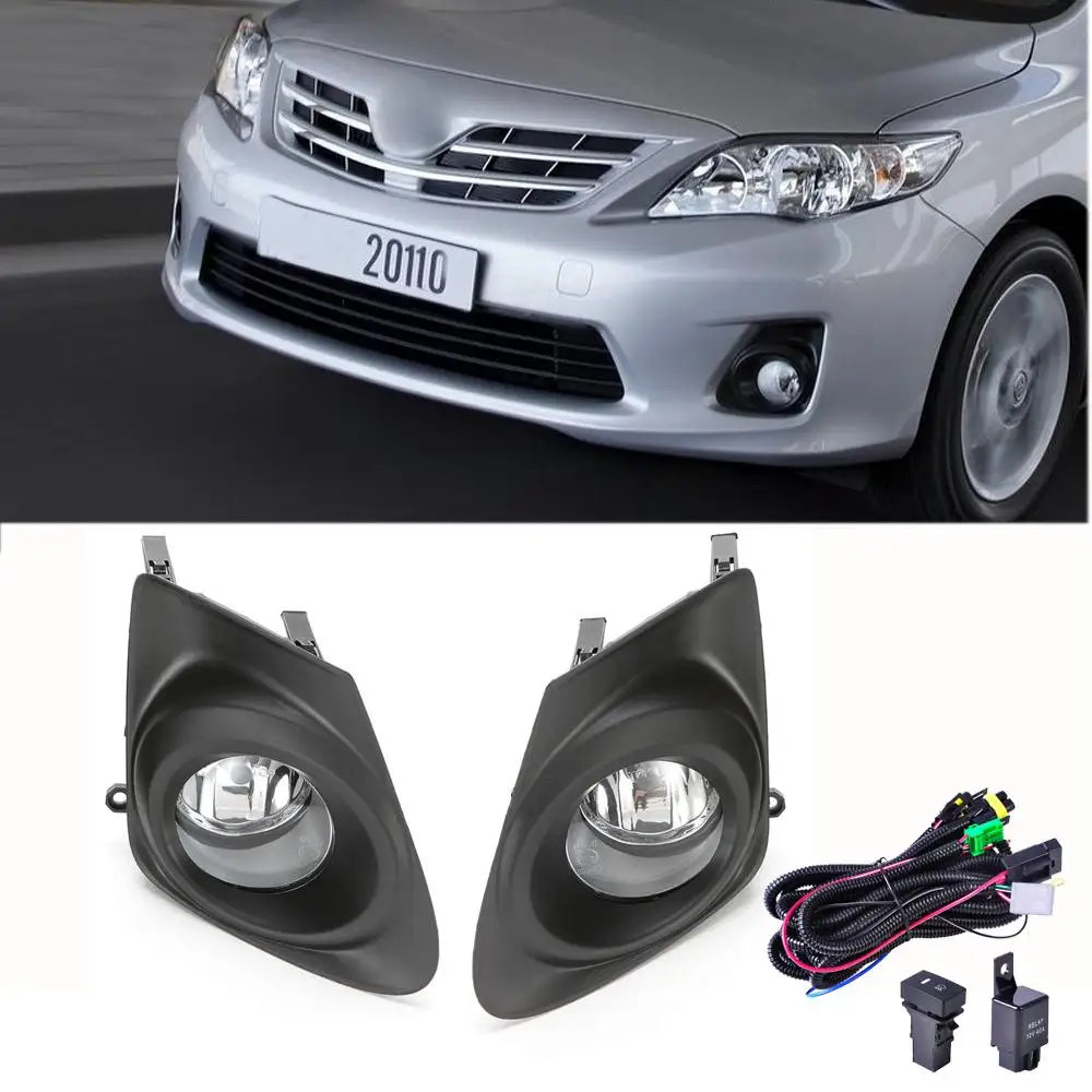 For 2011-2013 Toyota Corolla Clear Bumper Fog Lights Lamps+Cover +Switch Wiring