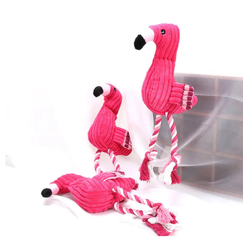 Cute Plush Flamingo Pet Toy, Squeaky Interactive Puppy Toys, Teeth Cleaning, Small and Large Dogs Accessories