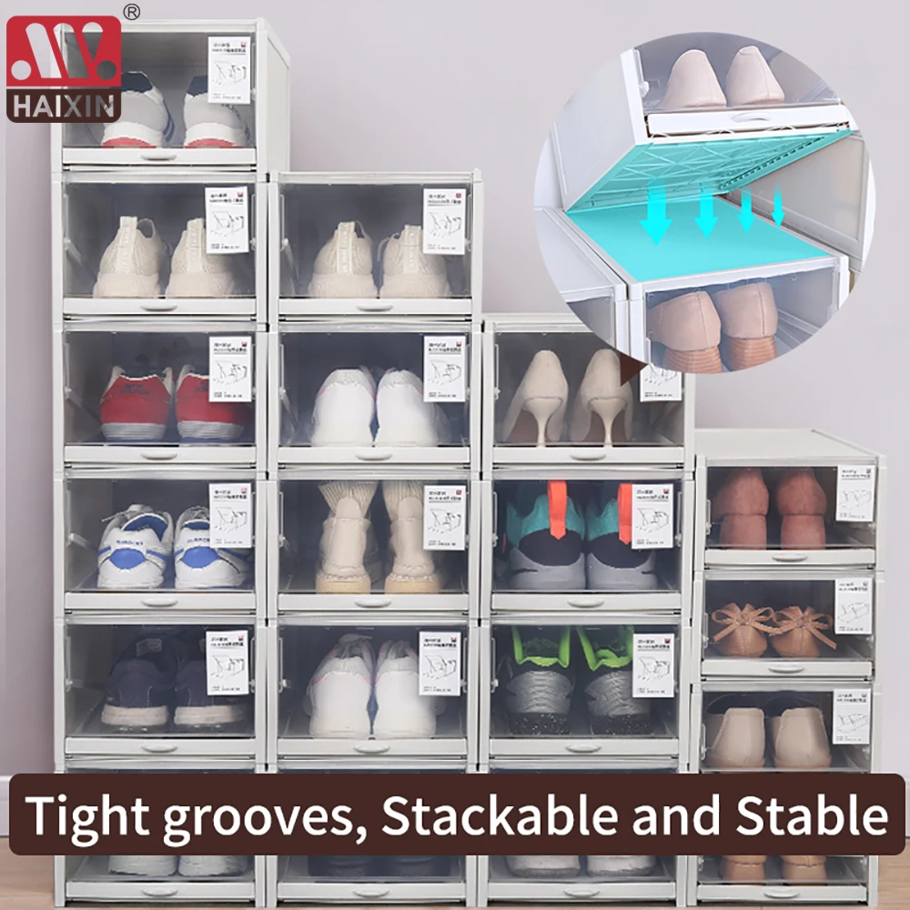 

3pcs/Set New Push-pull Shoes Box Rack Plastic foldable Shoe Organizer Stackable Storage Drawer Boxes Shoes for Sports Shoes rack