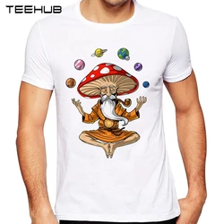 TEEHUB Men's New Fashion Magic Mushroom Buddha Design Short Sleeve T-Shirt Cool Printed Tops Hipster Tee Shirts