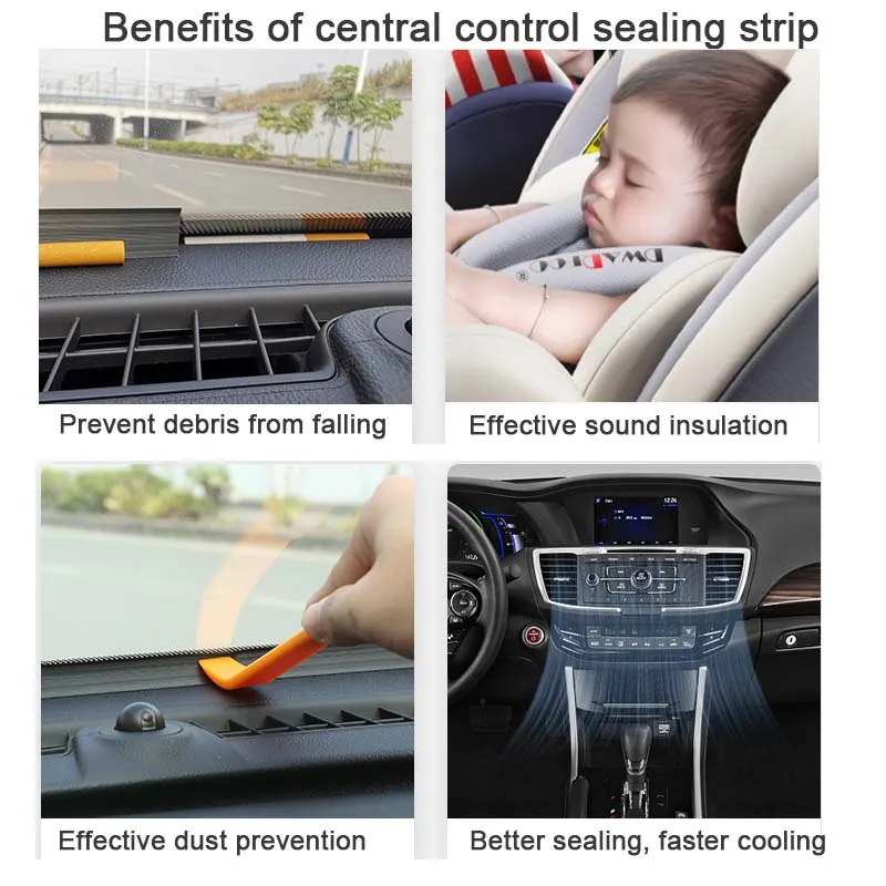 1.6m Auto Dashboard Sealing Strip Soundproof Universal Car Sticker Rubber Seal Noise Insulation for Weatherstrip Car Accessories