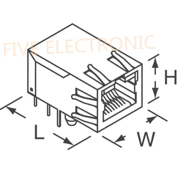 JK0-0016 1 Port RJ45 Magjack Connector Through Hole 10/100/1000 Base-T, AutoMDIX JK0-0016NL