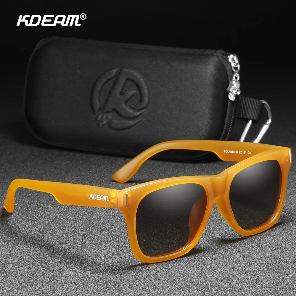 KDEAM-Lunettes de soleil polarisées carrées pour hommes, revêtement multi-documents, nuances noires, boîte à fermeture éclair incluse Cat.3 CE, nouveau