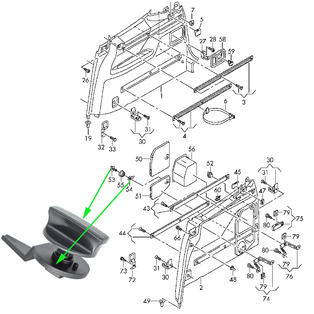 For VW Tiguan 5N MK1 2003 - 2015 For Touran Warning Triangle Compartment Cover Bracket Turn Knob Mounting Lock Clip Tailgate