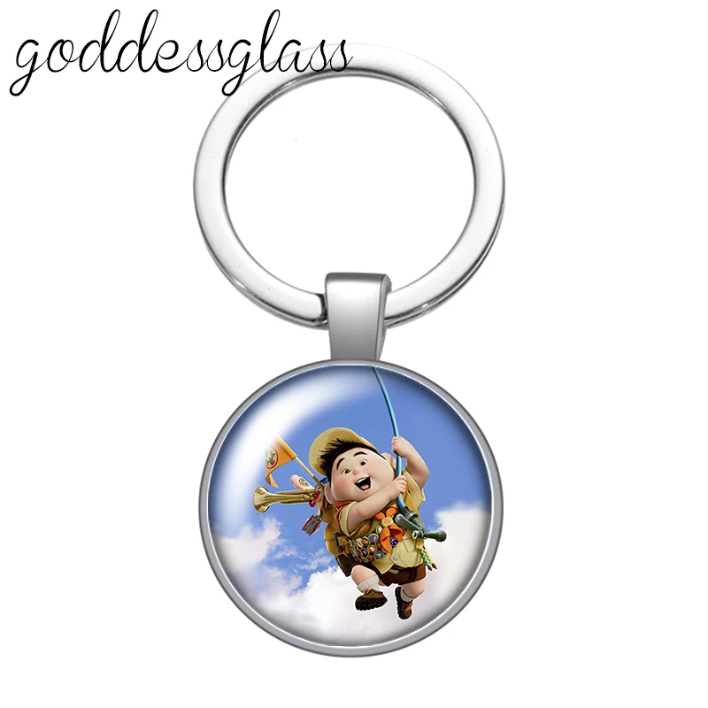 Up Travel with the house Adventure glass cabochon keychain Bag Car key chain Ring Holder Charms keychains gift