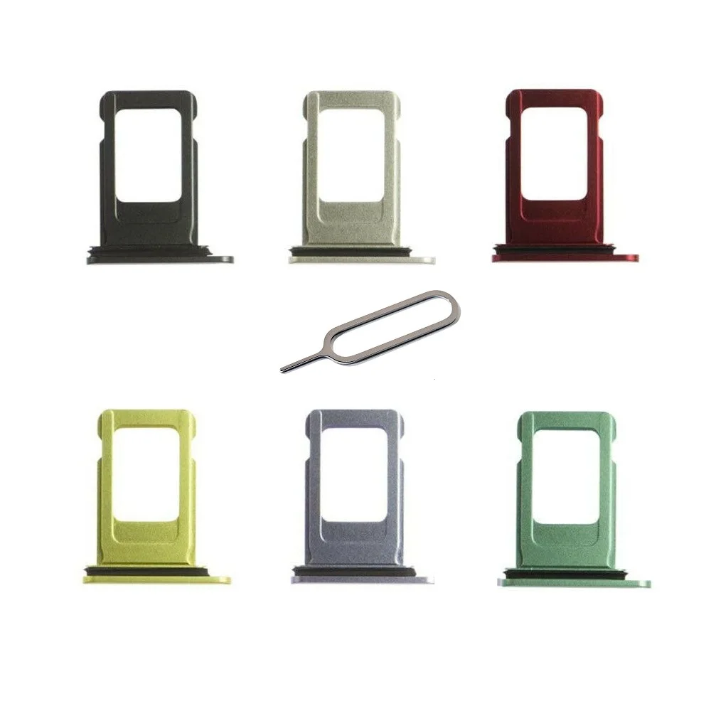 10Pcs/lot For Apple iphone 11 Single SIM Card Tray Sim Card Holder With Free Eject Pin Silver Grey Red Yellow Green Purple Color