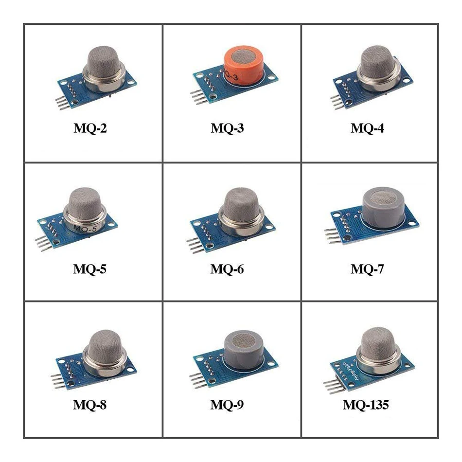 9PCS/Lot Gas Detection Sensor Module MQ-2 MQ-3 MQ-4 MQ-5 MQ-6 MQ-7 MQ-8 MQ-9 MQ-135 Sensor Module Gas Sensor Starter Kit