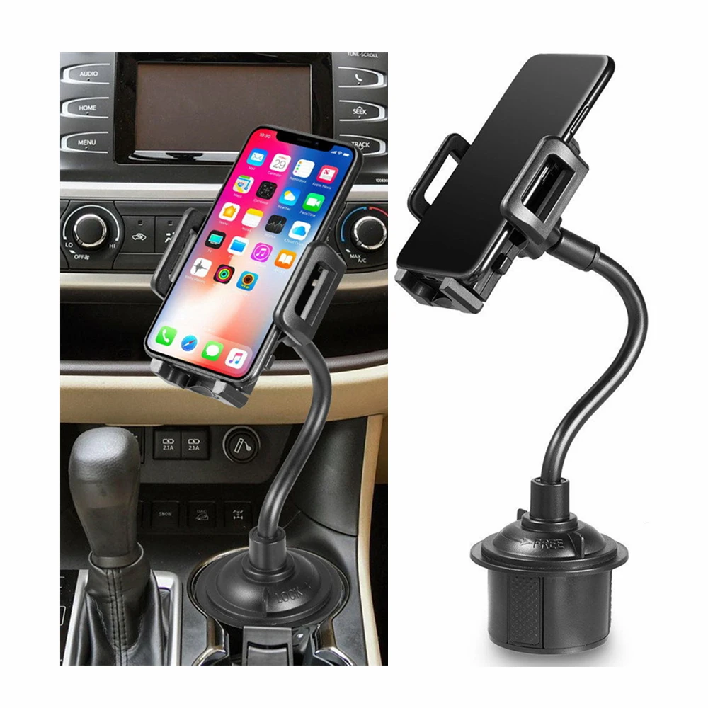 Car Cup Holder Phone Mount Flexible Gooseneck with 360° Adjustable Holder, Fits Phones up to 4.1” width, for Car SUV or Truck