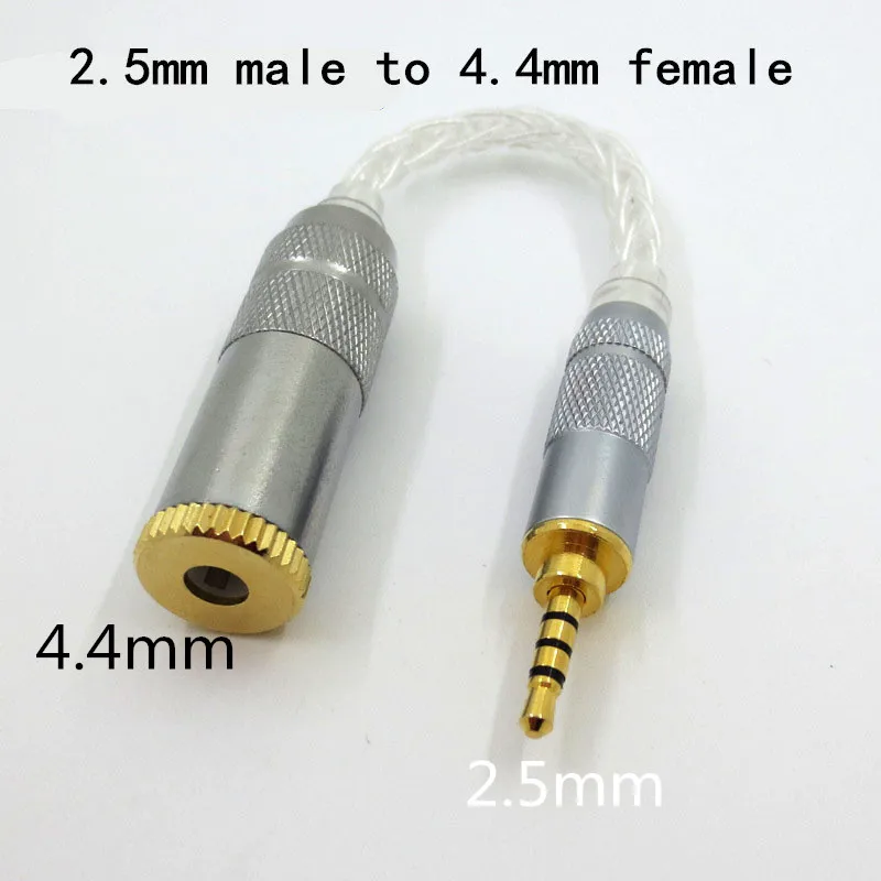 الصوت سماعة مقبس محول 8-core واحدة الكريستال النحاس الفضة مطلي مهائي كابلات الذكور إلى الإناث 3.5 مللي متر 4.4 مللي متر 2.5 مللي متر محول