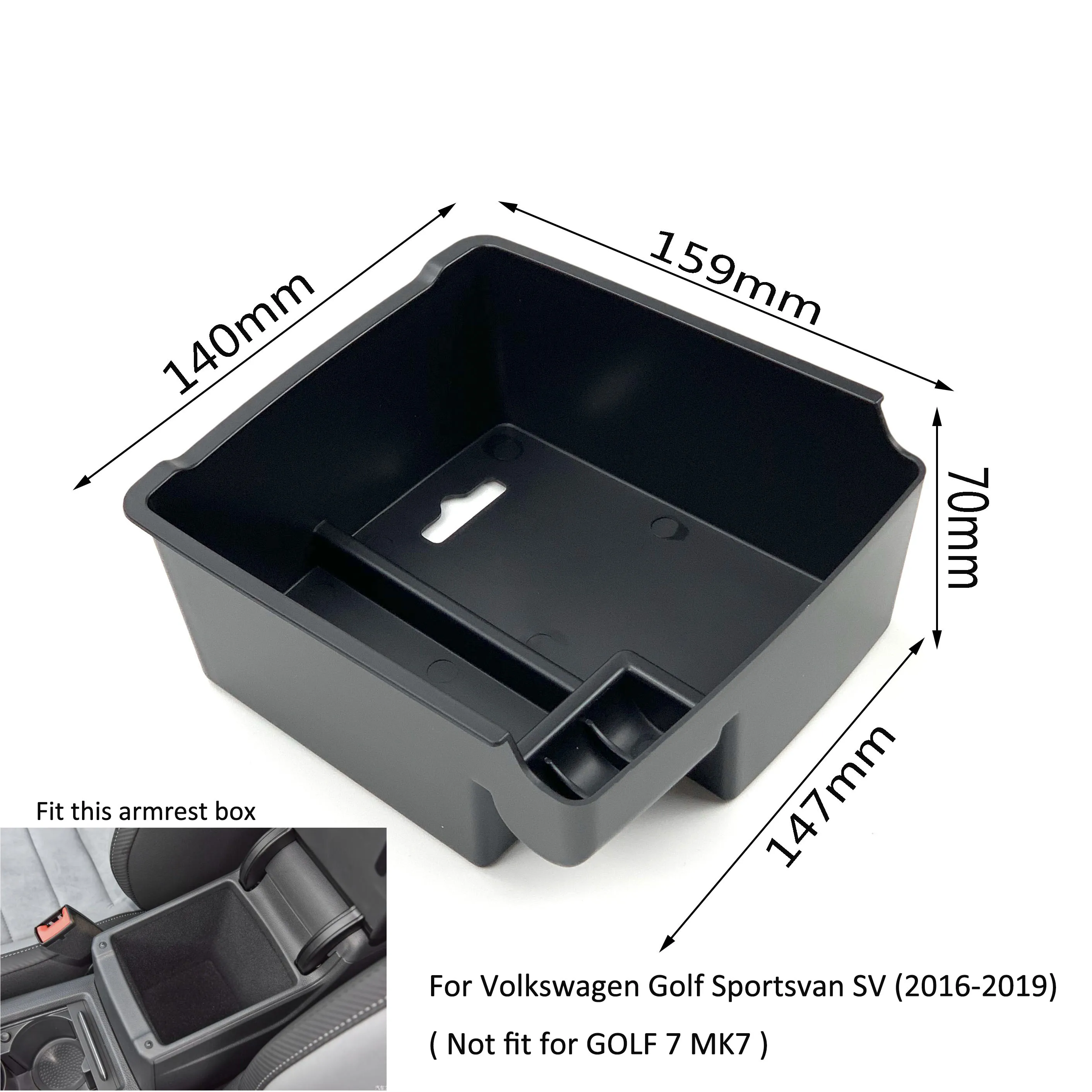 Armrest Storage Box For Volkswagen Golf SV Sportsvan 2016-2019 Center Console Bin Glove Tray Holder Case Car Organizer