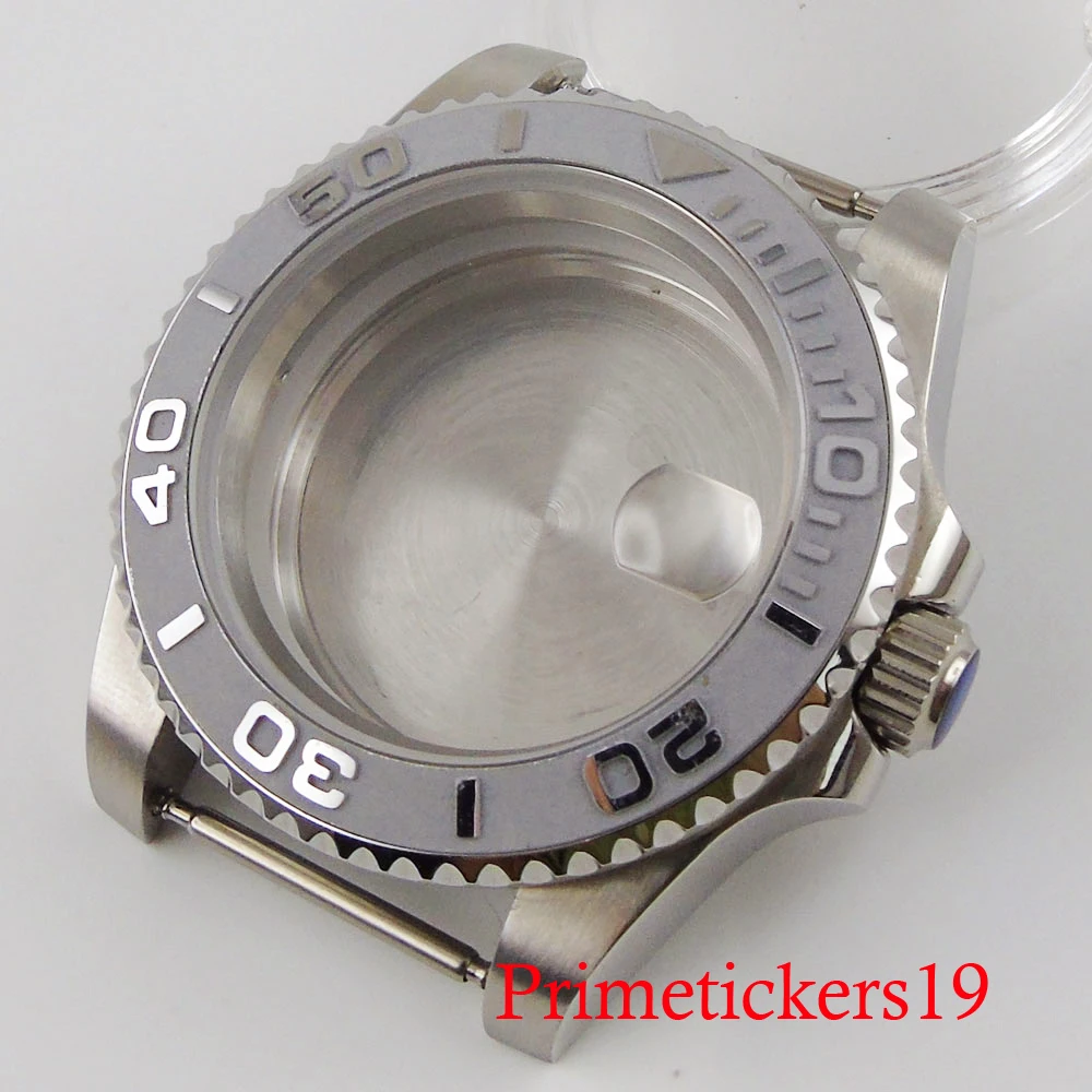 Tandorio 40mm men watch case fit NH35 automatic movement sapphire glass with magnifier stainless steel case
