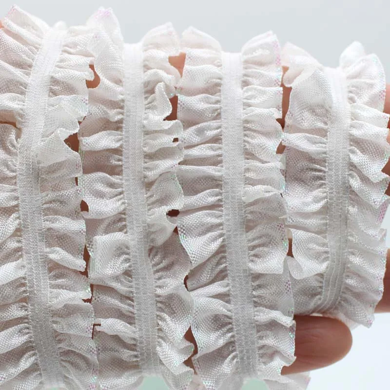 

50 ярдов изысканная белая, черная кружевная бейка, лента с вышивкой, эластичная рюшами, двусторонняя отделка, швейная одежда, юбка, головной убор, аппликация