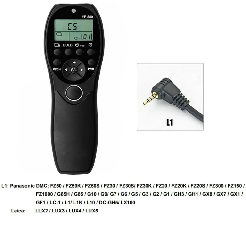 YP-880 Wired Shutter Release Timer Remote Control LCD Display for Canon Sony Nikon etc.