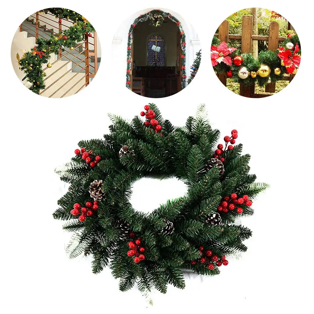 Künstliche Weihnachten Girlande Dekorative PVC Künstlichen Grün Kranz Grün Anhänger Ornamente Für Hochzeit Garten Decor christmas girland