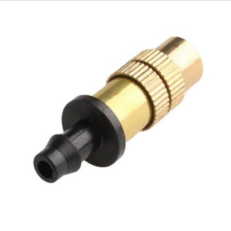 Micro Adjustable Copper Atomizing Nozzle Spray Drip Irrigation Dust Removal Mist Cooling System Connected with 4/7mm Pipe