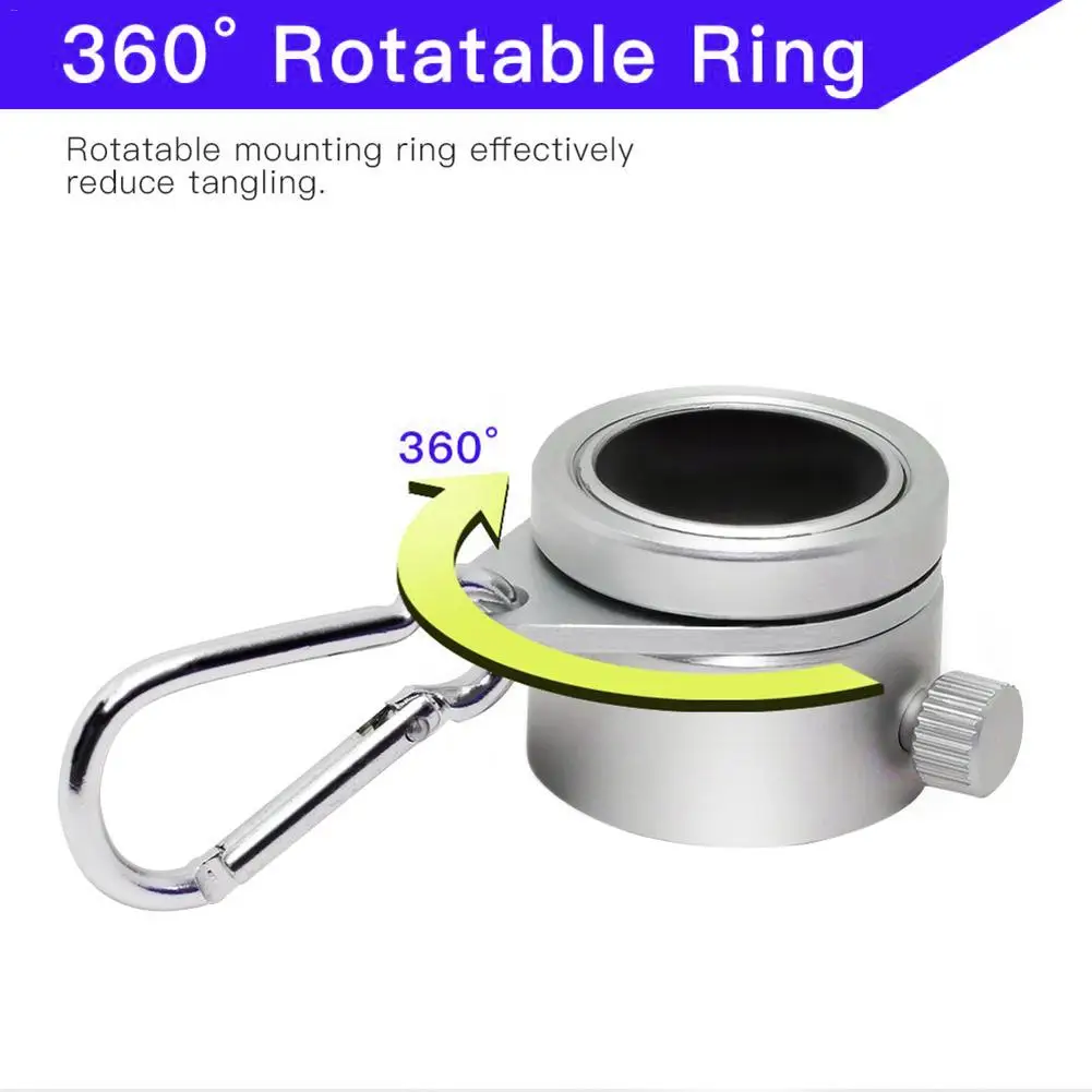 2pcs Aluminum Alloy Flag Pole Rings 360 Degree Rotating Flagpole Mounting Rings Kit with Carabiner for 0.6 to 1.26Inch Flagpole