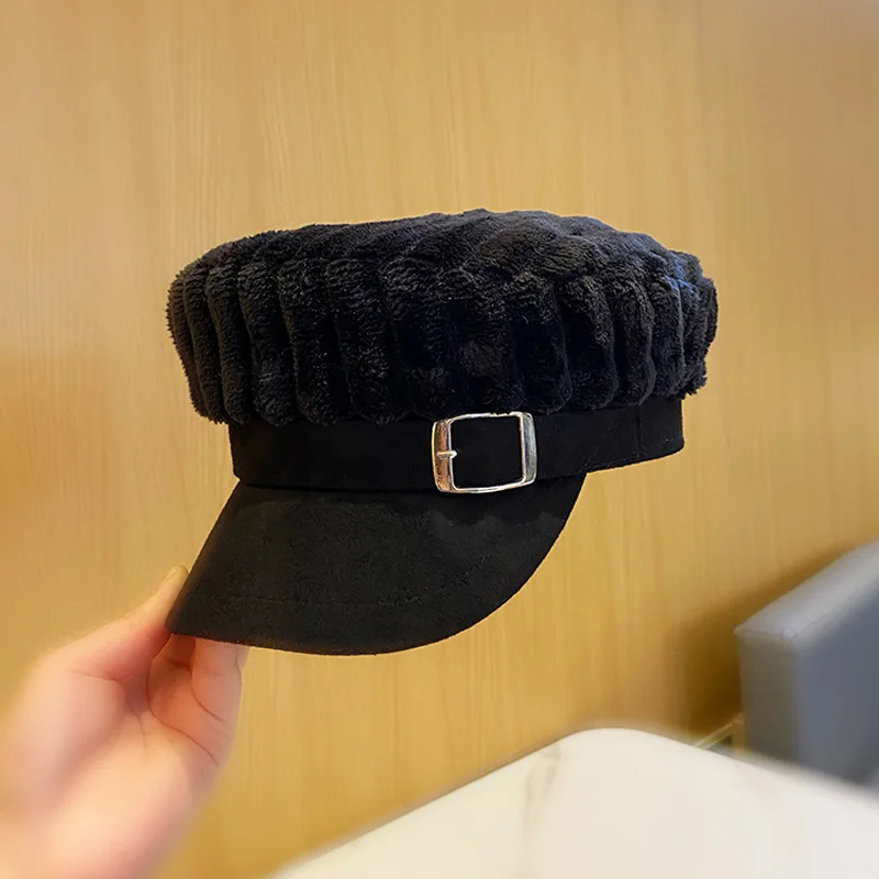 Fashion Women Men Military Hat Spring Autumn Sailor Hats Black Ladies Beret Caps Flat Top Captain Cap Travel Cadet Octagonal Hat