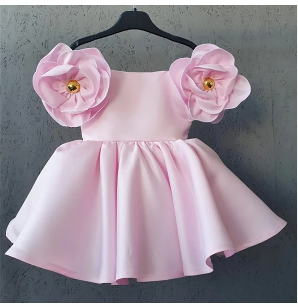 Costume da banchetto vintage per bambina, abito da principessa con fiori, per bambini, serata formale, damigella d'onore, compleanno, battesimo, vestiti 1-7 anni