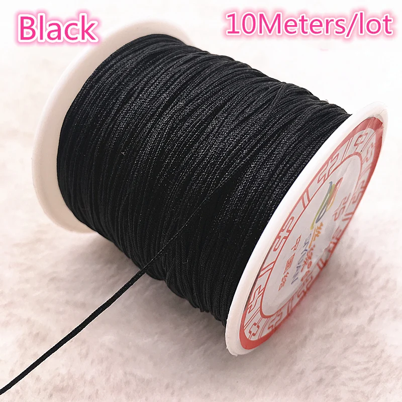 

10Meters/lot 0.8/1.0mm Black Nylon Cord Thread Chinese Knot Macrame Cord Bracelet Braided String DIY Tassels Beading Thread