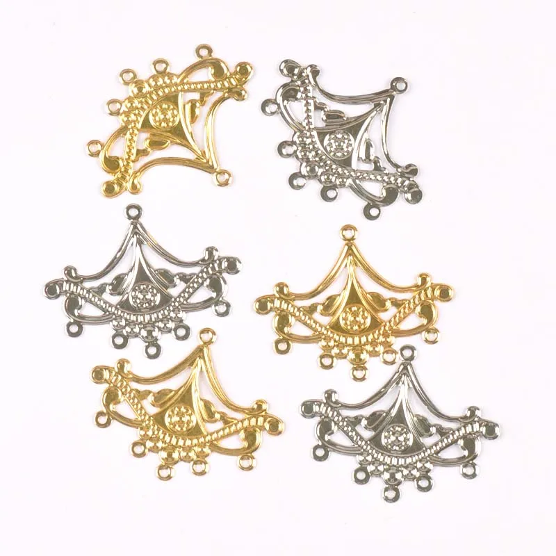 10Pcs gold silver Filigree Wraps Flower Connectors Metal Crafts Gift Decoration DIY Findings Jewelry Making 50x40mm YKL0766