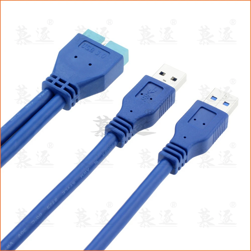 Dual 2 Port USB3.0 USB 3.0 A Male to Motherboard Mainboard 20Pin Cable Adapter 19 Pin USB Extension cable