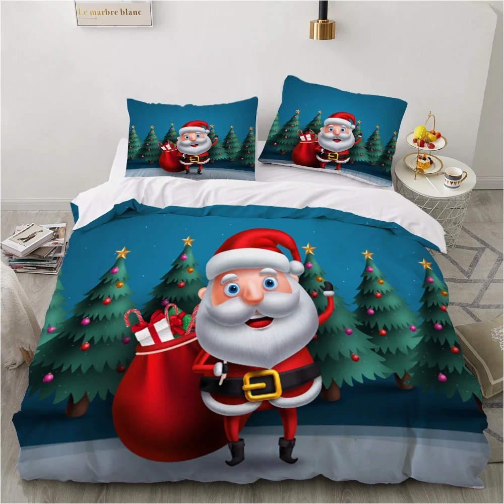 Cartoon Bedding Sets Christmas Tree Children Bedlinen Single Twin Full Queen King Duvet Cover Bedclothes Flamingo Santa  Claus