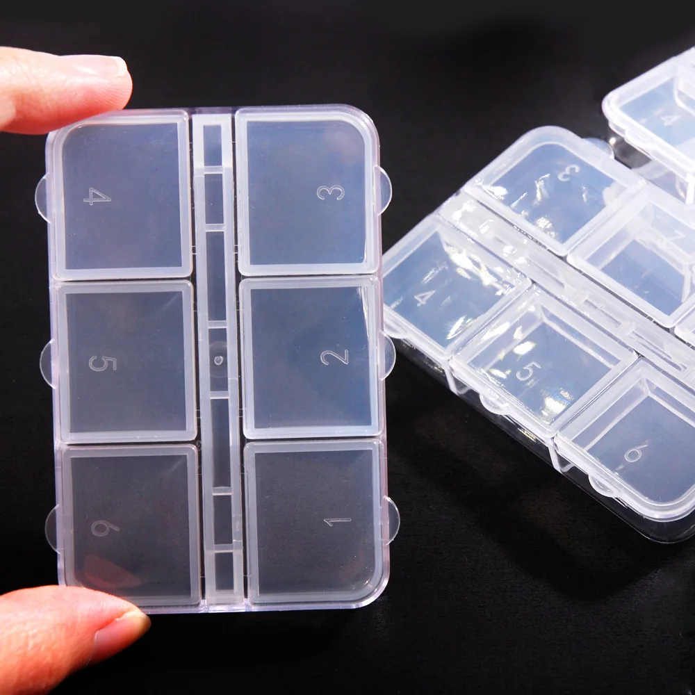 Six Grid Plastic Bottles Beads Portable DIY Tool Nail Art Jewelry Accessory beads stones Crafts case Organizer Container Storage