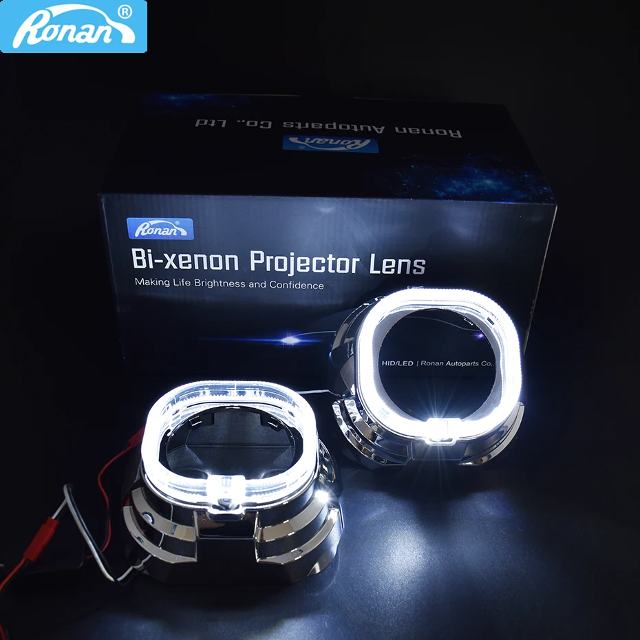 Ronan 3.0 LED optical angel eyes masks shroud for Koito Q5 Hella Bi xenon projector lens car headlights mask Automobile cover