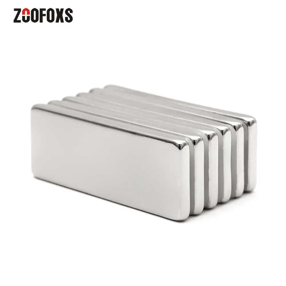 ZOOFOXS 6pcs 50x20x4mm N35 Block Rare Earth Neodymium Magnets Strong Fridge NdFeB Magnet for Art DIY 50*20*4mm