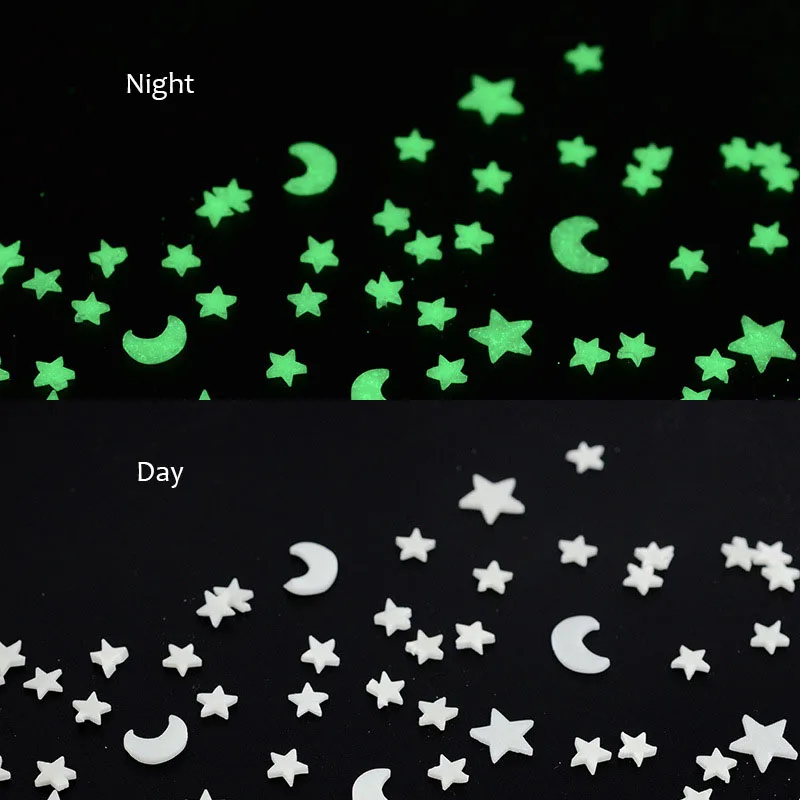 50g/pack Halloween Luminous Nail Art Decoration Star Moon Clay Slice Soft Pottery DIY Filling Decor for Nail Glow in the Dark