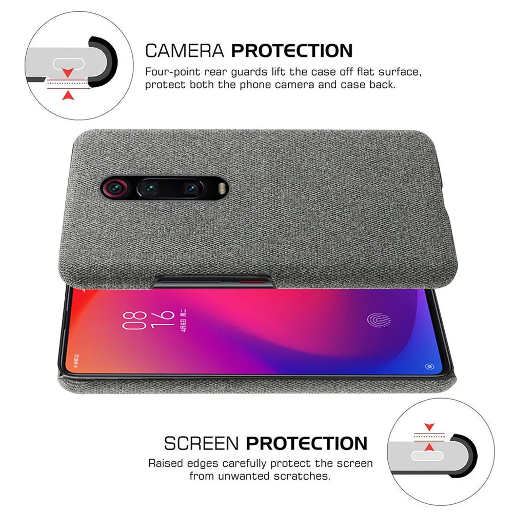 Slim Cloth Texture Fitted Cover For Xiaomi Mi 9t Pro Case Fabric Ultrathin Antiskid Capa for Xiomi Redmi K20 K 20 Pro mi 9 t pro