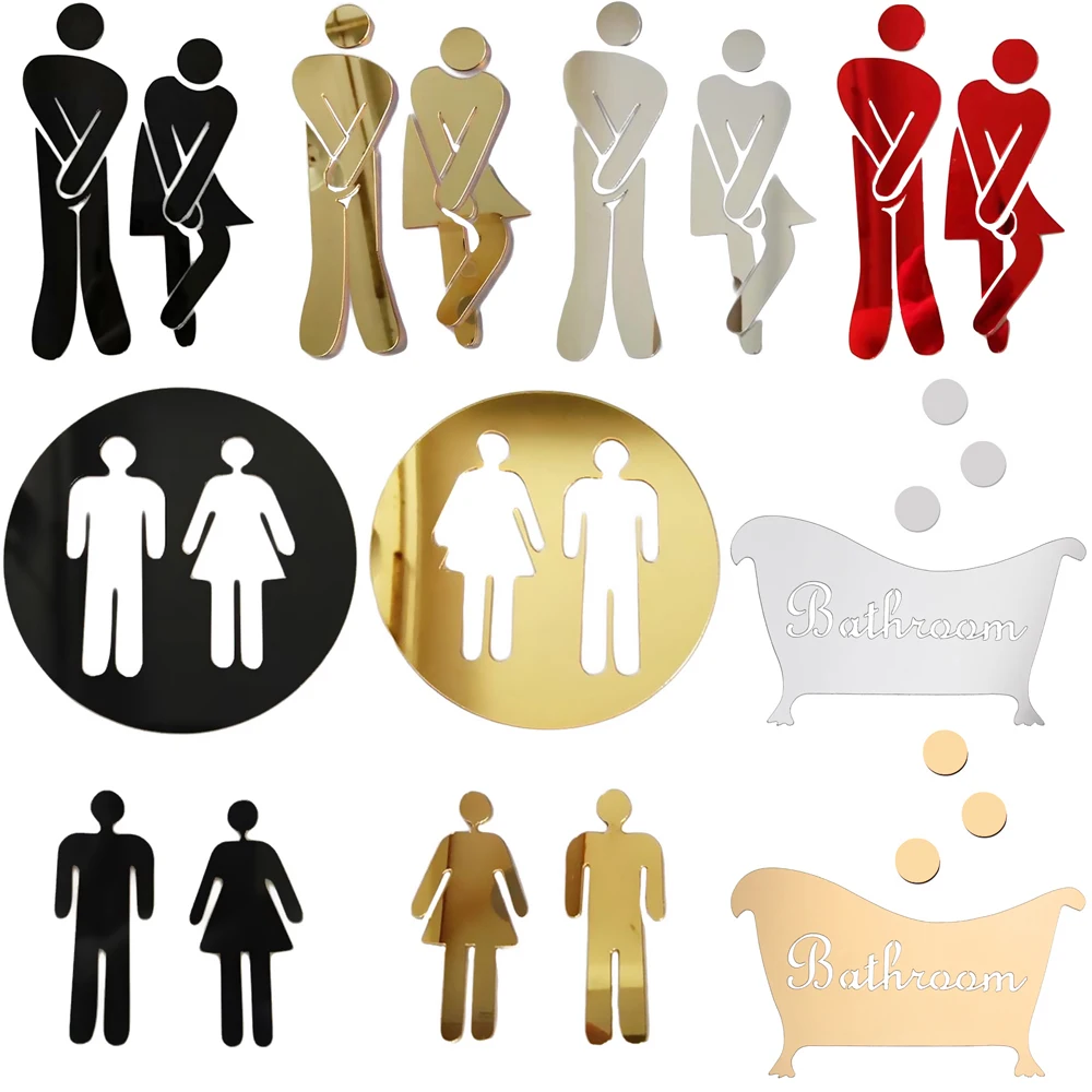 1Set WC Toilet Entrance Sign Door Stickers Funny Vinyl Wall Sticker For Public Place Home Decoration