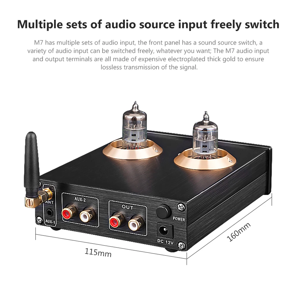 Pj.miaolai CSRA64215บลูทูธ4.2 ES9023 6J1ไฮไฟแอมป์หลอดสุญญากาศพรีแอมป์สเตอริโอพร้อมการควบคุมเสียงแหลมเบส