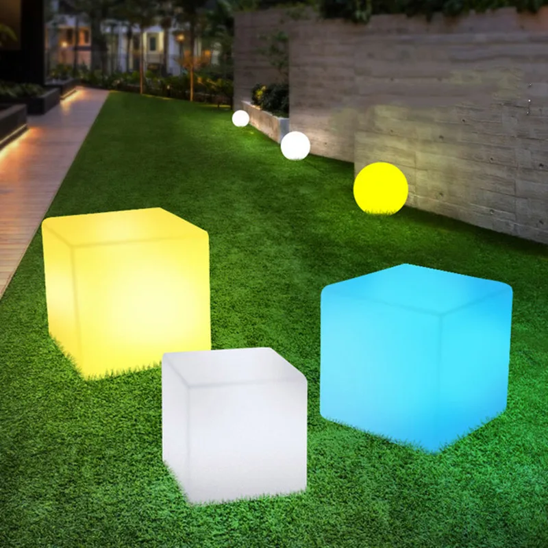Outdoor Waterproof USB Charging Rechargeable Color Changing LED Cube Seating Garden Lights Landscape Lamp with Remote for Party