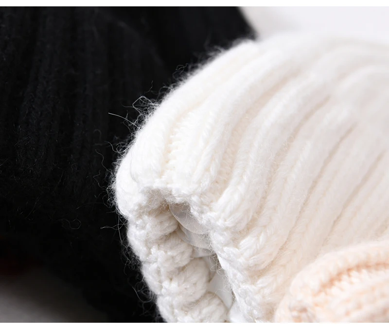 Winter-Seidensatin-gefütterte Beanie-Mütze für Damen und Herren, Unisex, dicke, klobige Mütze, gestreift, warm, weich, hochwertige Kaschmir-Strickmütze – Detail 13