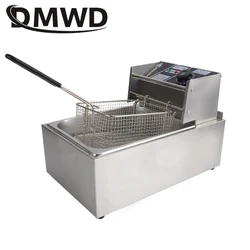 DMWD Electric Deep Fryer Multifunction Commercial Stainless steel Grill Oven Chicken French Fries Oil Frying Machine Hot Pot 6L