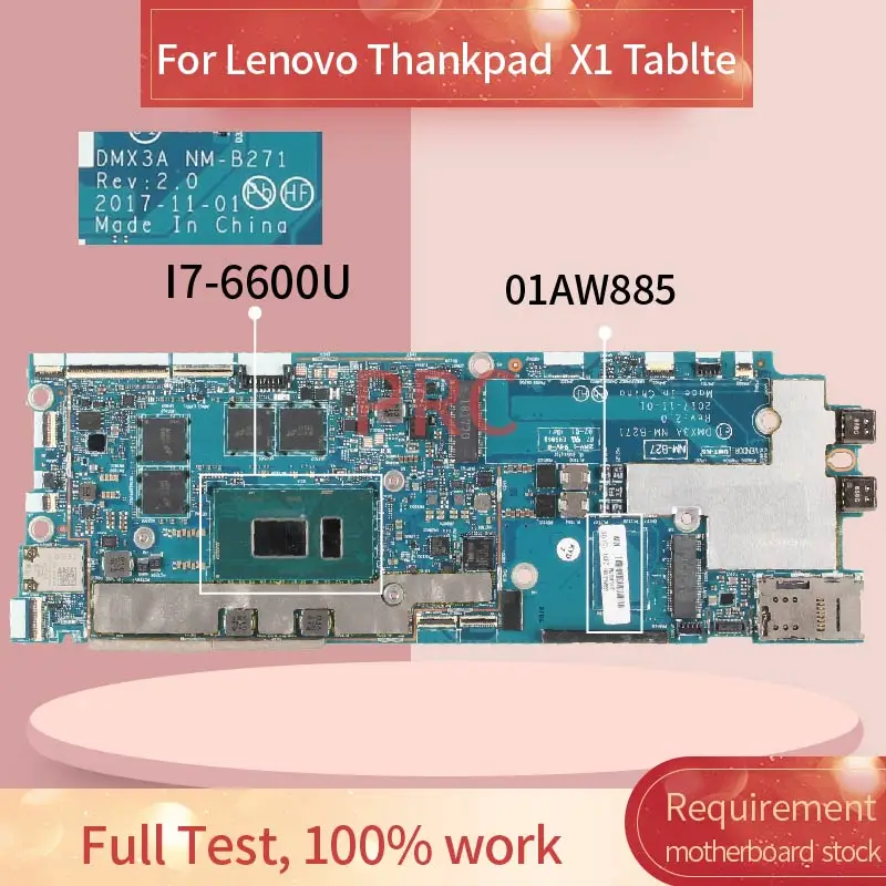 01AW885 For Lenovo Thankpad  X1 Tablte  I5-8350U 8GB Notebook Mainboard DMX3A NM-B271 SR3L9 DDR4 Laptop motherboard