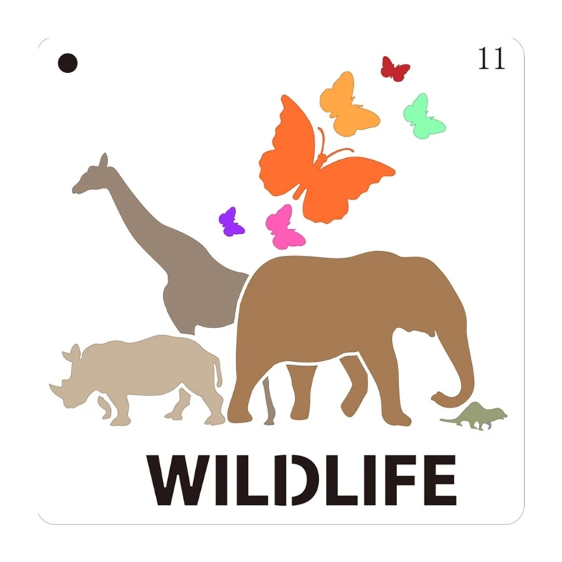 동물 그림 스텐실 팬더 말 디노신 코끼리 염소 사자 펭귄 그림 스텐실 드로잉 템플릿, 16 개