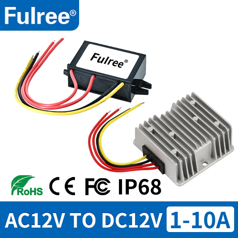 

Fulree® AC12V to DC12V 1A 3A 5A 8A 10A 12V AC to 12V DC Voltage Converter 12Vac-12Vdc Car CCTV Monitoring Camera Supply Module