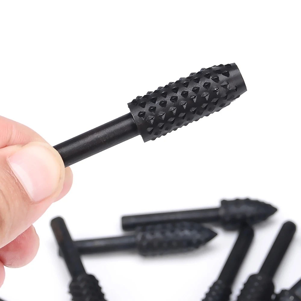 5 Pcs  Rotary Craft Files High Quality 1/4" Shank Rotary Rasp File Rasp Burrs Wood Bits Grinding Woodworking Hand Tool
