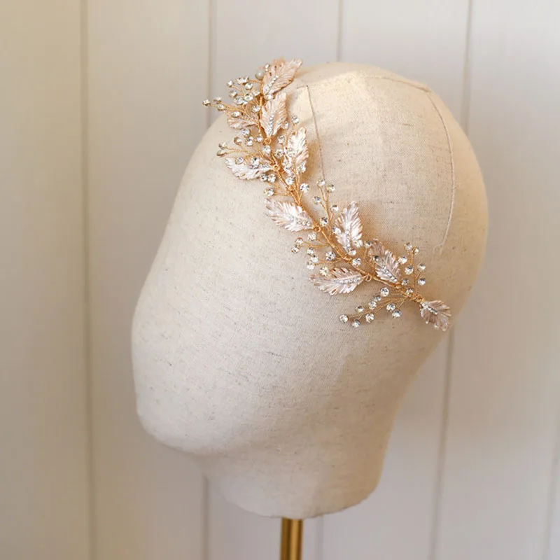 

SLBRIDAL Handmade Vinatge Crystals Rhinestones Branch Leaf Wedding Hair accessories Hair Vine Bridal Headband Women Jewelry