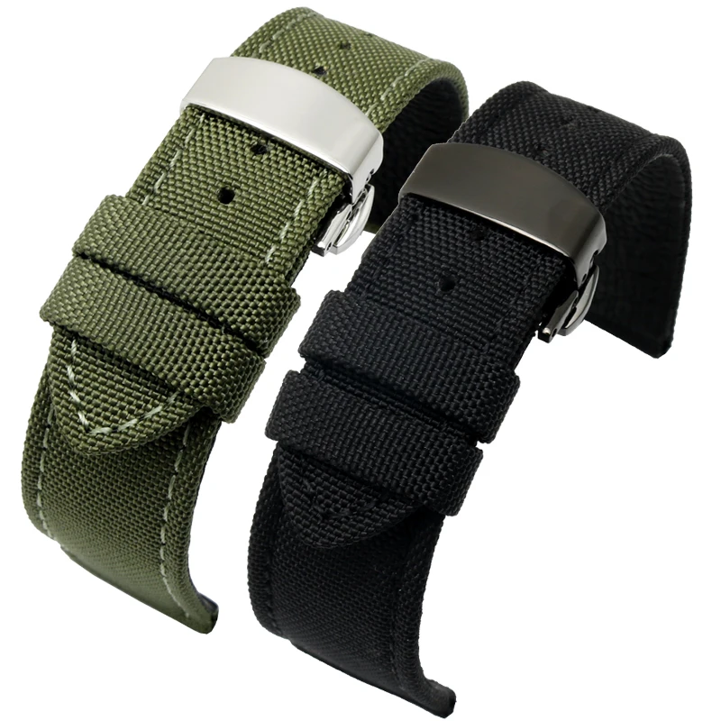 Nylon+ leather bottom layer watchband for Seiko 5 Canned wristband 18mm  20mm 22mm 23mm 24mm straps with stainless steel buckle